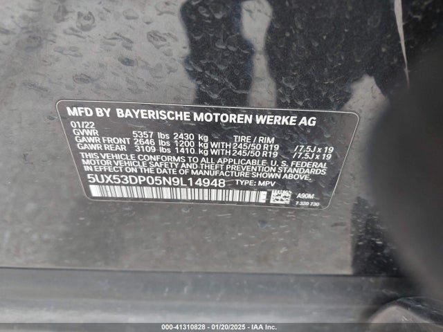 BMW X3 2022 5UX53DP05N9L14948 Image 9