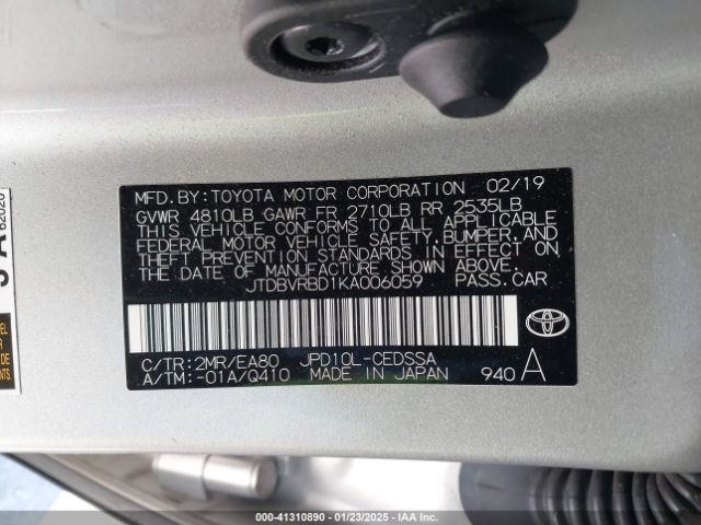 JTDBVRBD1KA006059 Toyota Mirai