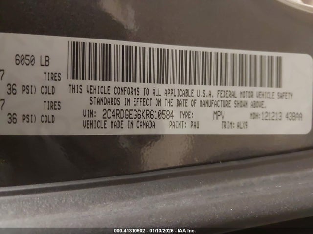2C4RDGEG6KR610584 Dodge Grand Caravan