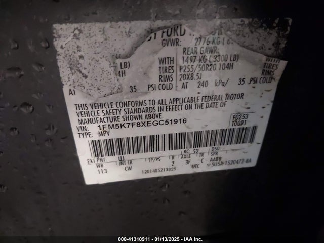 1FM5K7F8XEGC51916 Ford Explorer Limited