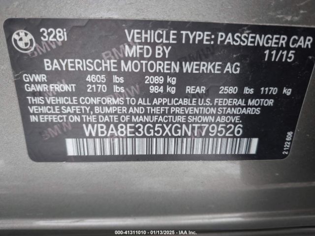 2016 BMW 3 SERIES WBA8E3G5XGNT79526 Photo 8