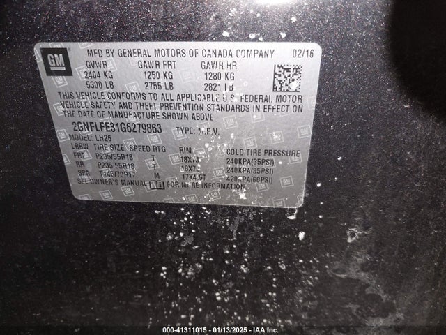 Chevrolet EQUINOX LT 2016 2GNFLFE31G6279863 Image 9