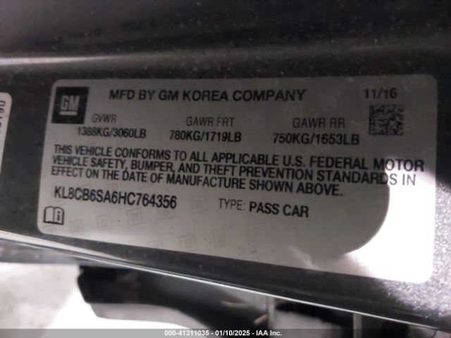 KL8CB6SA6HC764356 Chevrolet Spark Ls Cvt