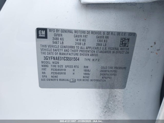 2012 CADILLAC SRX 3GYFNAE31CS591564 Photo 8