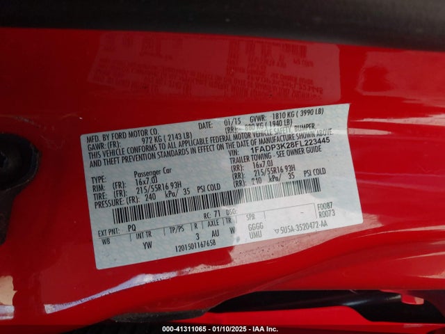 Ford Focus 2015 1FADP3K28FL223445 Image 9