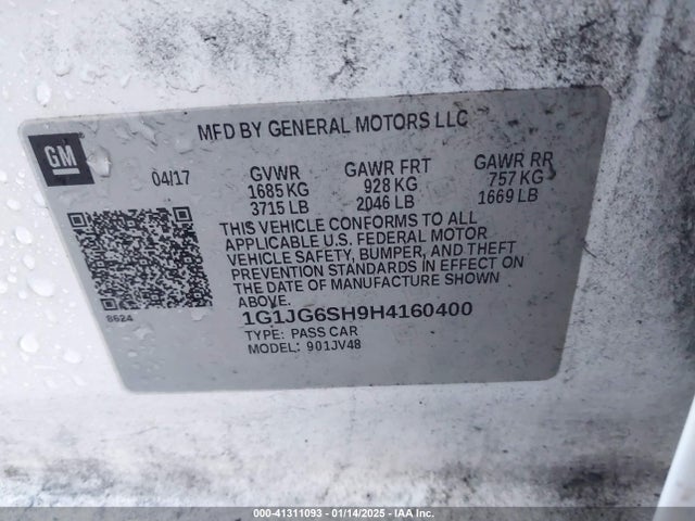 Chevrolet Sonic 2017 1G1JG6SH9H4160400 Image 9