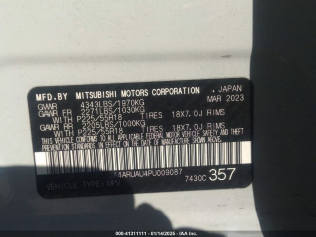 2023 MITSUBISHI OUTLANDER SPORT JA4ARUAU4PU009087 Photo 8