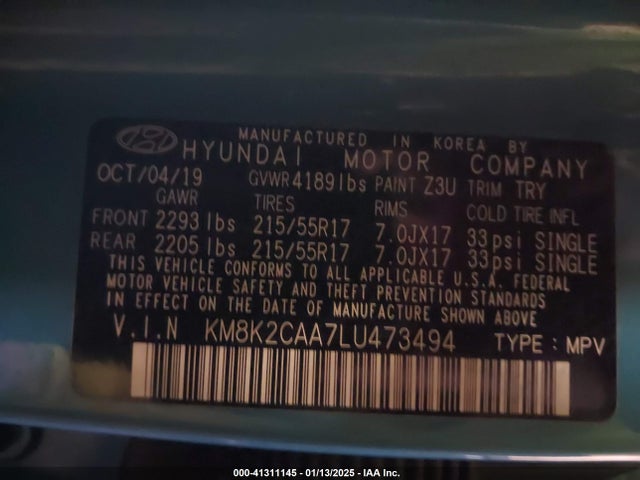 Hyundai Kona 2020 KM8K2CAA7LU473494 Image 9