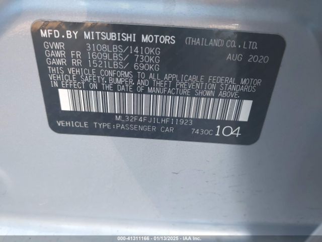 2020 MITSUBISHI MIRAGE G4 ML32F4FJ1LHF11923 Photo 8