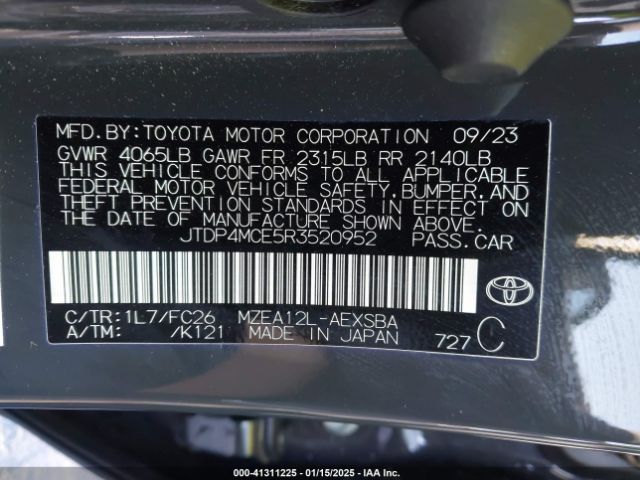 JTDP4MCE5R3520952 Toyota COROLLA SE