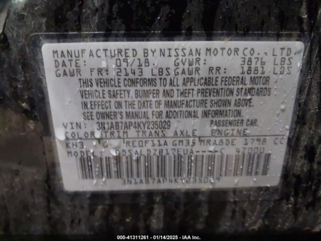 3N1AB7AP4KY235029 Nissan Sentra