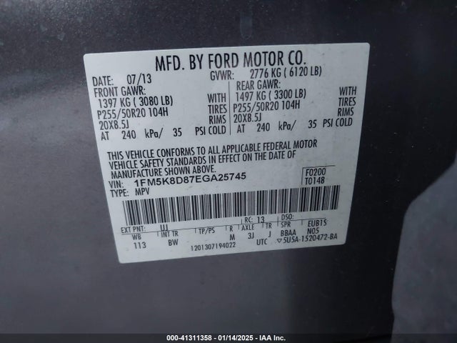 Ford EXPLORER XLT 2014 1FM5K8D87EGA25745 Image 9