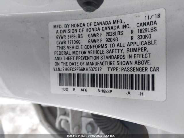 2019 HONDA CIVIC SEDAN 2HGFC2F66KH507512 Photo 8