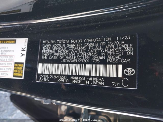 JTDADABU9R3011735 Toyota Prius Le Awd-e
