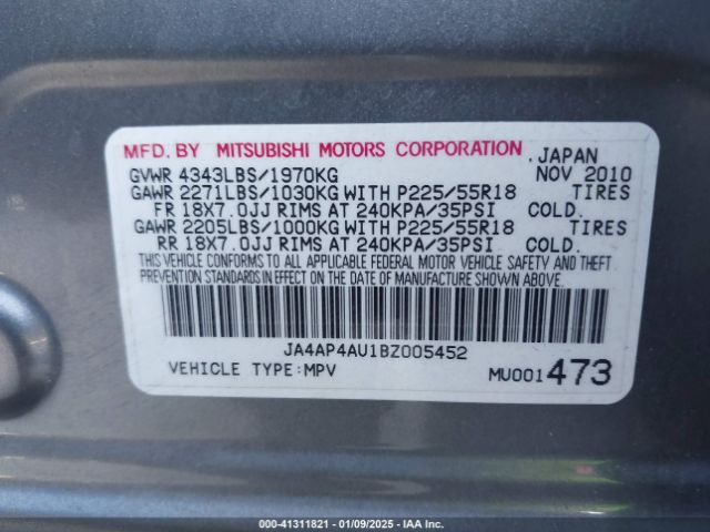 2011 MITSUBISHI OUTLANDER SPORT JA4AP4AU1BZ005452 Photo 8