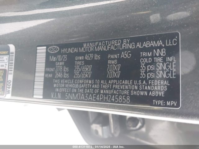 5NMJA3AE4PH245858 Hyundai Tucson