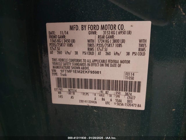 Ford F-150 Xl 2014 1FTMF1EM2EKF95981 Image 9