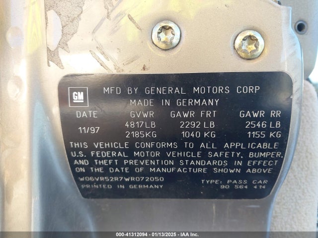 1998 CADILLAC CATERA W06VR52R7WR072050 Photo 8