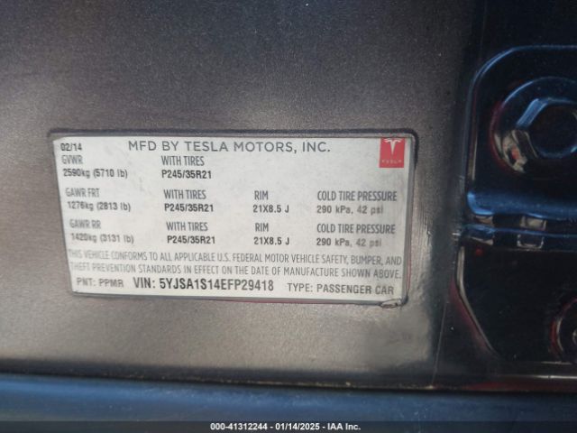5YJSA1S14EFP29418 Tesla MODEL S