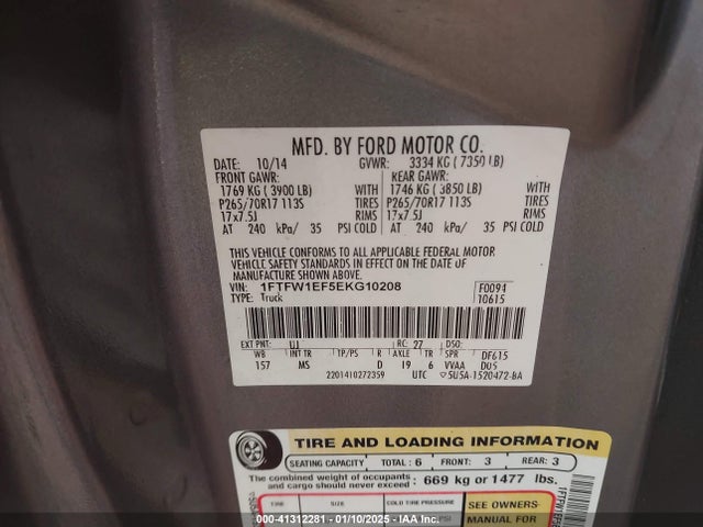 Ford F-150 Xlt 2014 1FTFW1EF5EKG10208 Image 9