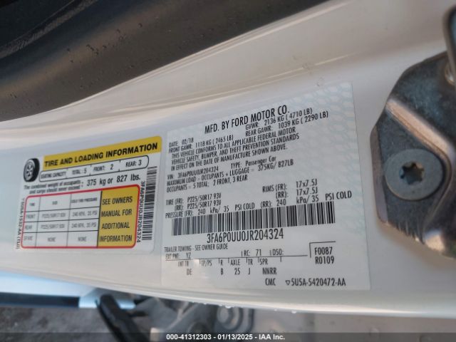 3FA6P0UU0JR204324 Ford Fusion Hybrid S