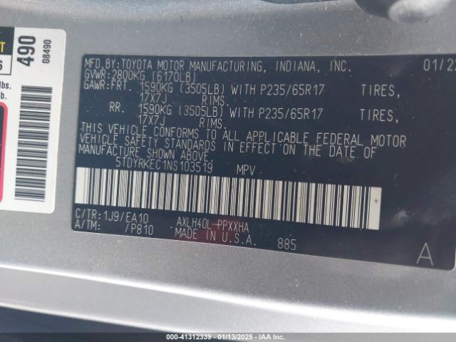 2022 TOYOTA SIENNA 5TDYRKEC1NS103519 Photo 8