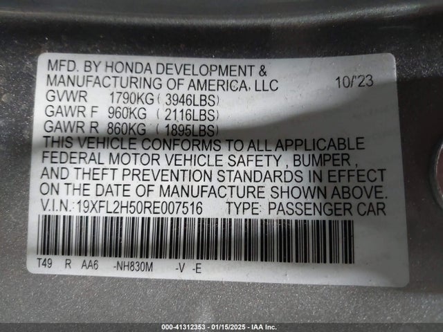 Honda Civic Lx 2024 19XFL2H50RE007516 Image 9