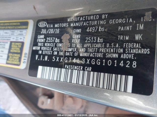 5XXGT4L3XGG101428 KIA Optima Lx
