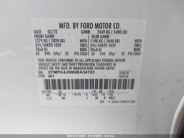 Ford Edge St-line 2022 2FMPK4J99NBA34193 Image 9