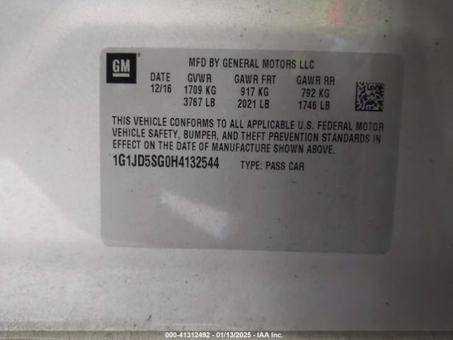 1G1JD5SG0H4132544 Chevrolet Sonic Lt Auto