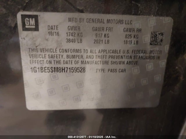 1G1BE5SM8H7159528 Chevrolet Cruze Lt Auto