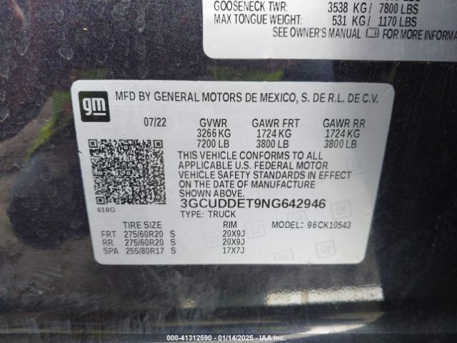 3GCUDDET9NG642946 Chevrolet Silverado 1500 4wd  Standard Bed Lt