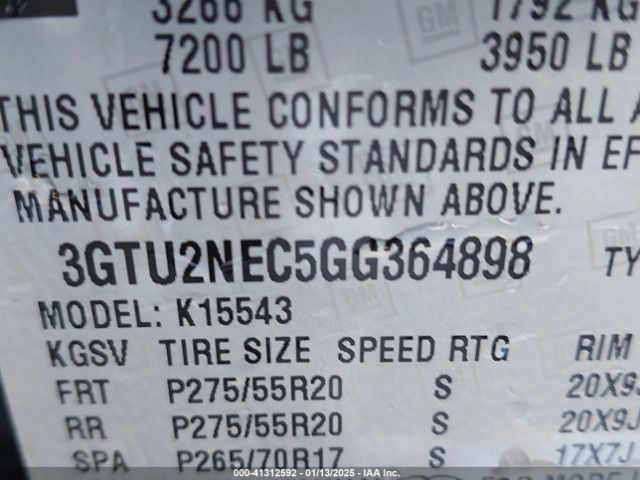 3GTU2NEC5GG364898 GMC Sierra 1500 Slt