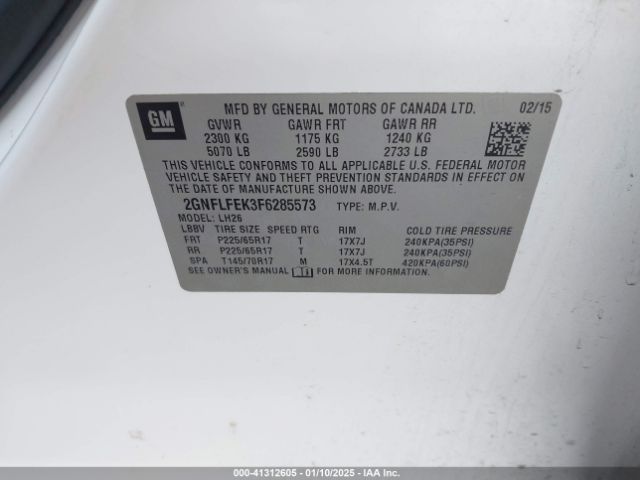 2GNFLFEK3F6285573 Chevrolet EQUINOX 1LT