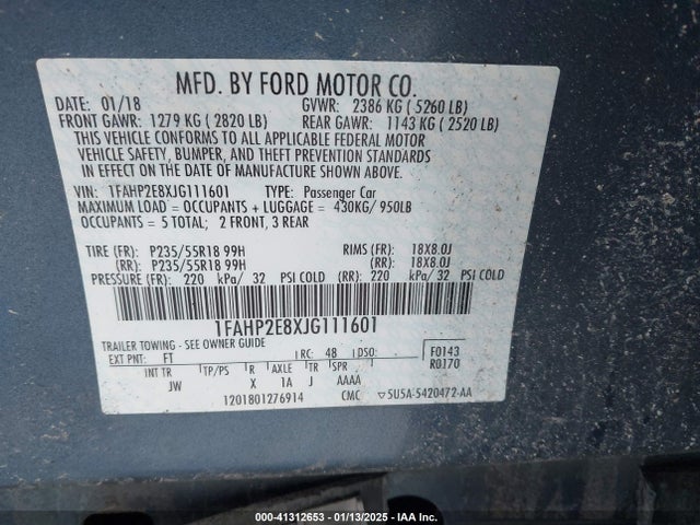 1FAHP2E8XJG111601 Ford TAURUS SEL