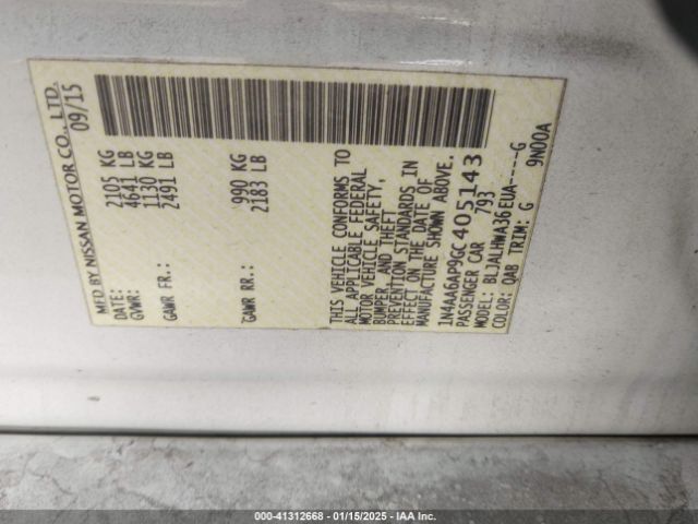 1N4AA6AP9GC405143 Nissan Maxima 3.5 Platinum