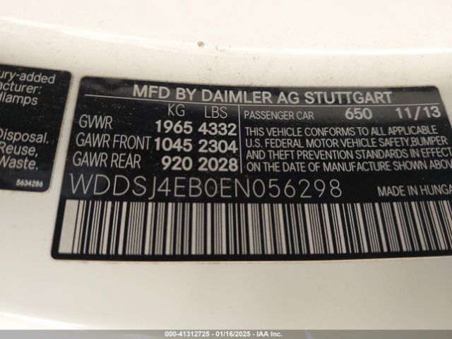 WDDSJ4EB0EN056298 Mercedes-Benz CLA 250