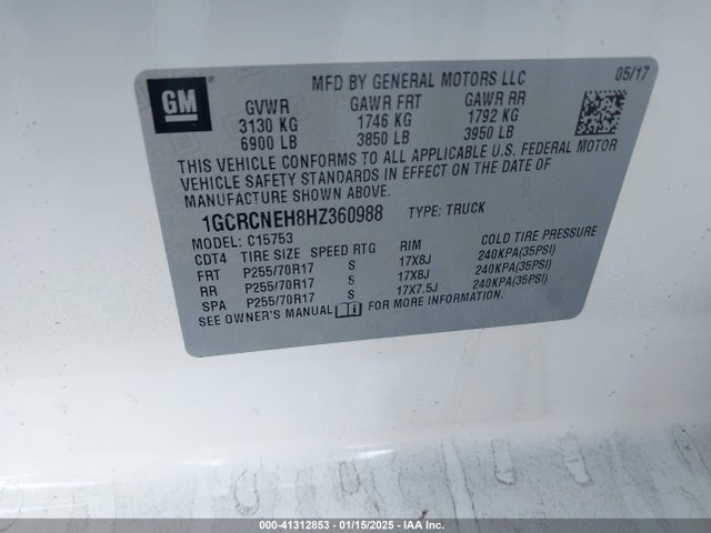 1GCRCNEH8HZ360988 Chevrolet Silverado 1500 Wt