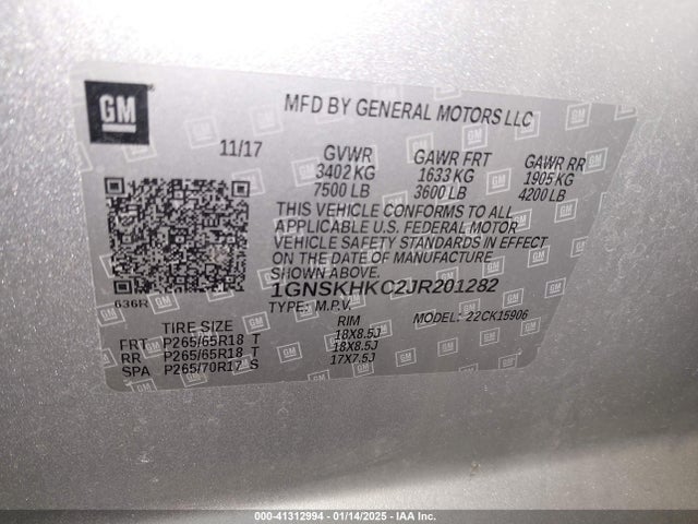 Chevrolet Suburban Lt 2018 1GNSKHKC2JR201282 Image 9