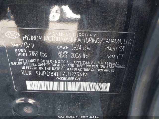 Hyundai ELANTRA SEL 2018 5NPD84LF7JH273619 Image 9