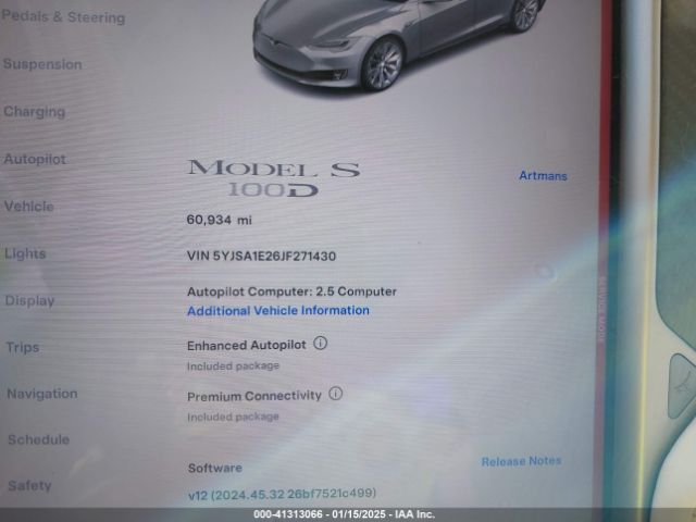 5YJSA1E26JF271430 Tesla MODEL S