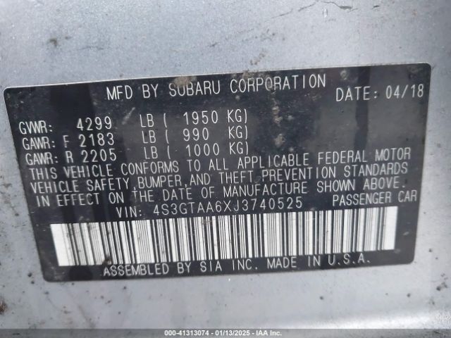 4S3GTAA6XJ3740525 Subaru 2018