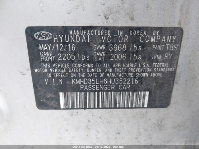 KMHD35LH6HU352216 Hyundai ELANTRA GT