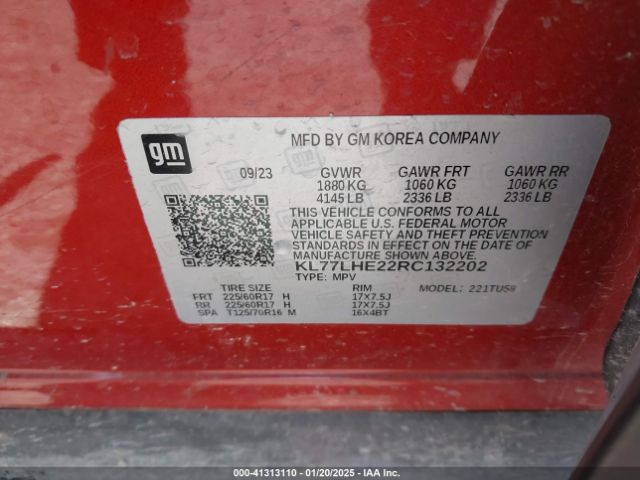 KL77LHE22RC132202 Chevrolet Trax Fwd Lt