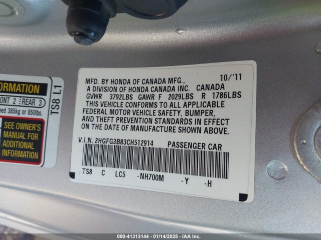 2012 HONDA CIVIC CPE 2HGFG3B83CH512914 Photo 8