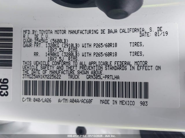 3TMGZ5AN1KM225622 Toyota 2gr-fks