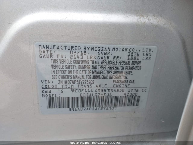Nissan SENTRA SV 2018 3N1AB7AP5JY275909 Image 9