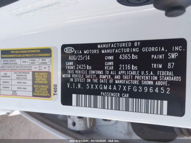 KIA Optima Lx 2015 5XXGM4A7XFG396452 Image 9