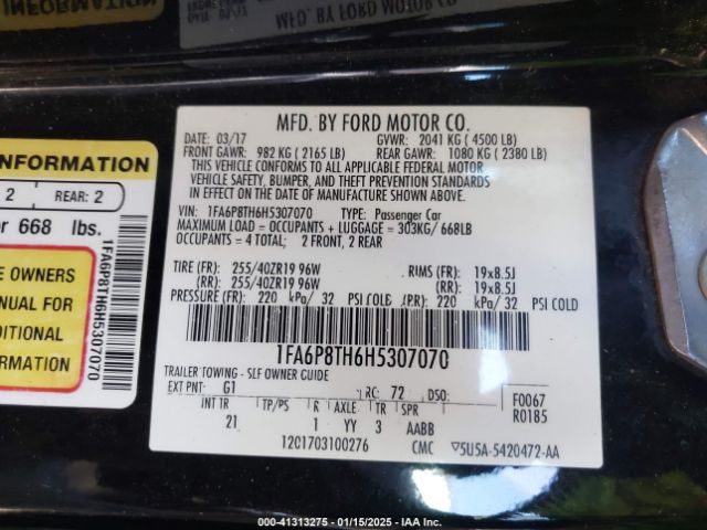 1FA6P8TH6H5307070 Ford Mustang Ecoboost