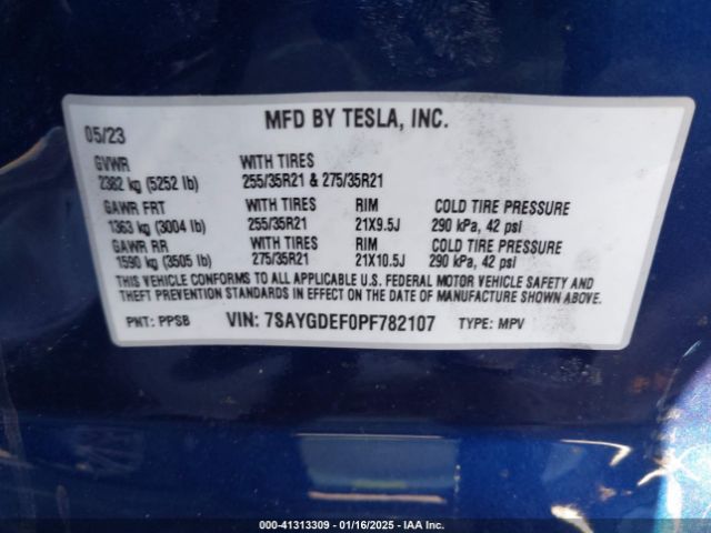7SAYGDEF0PF782107 Tesla Model Y Performance Dual Motor All-wheel Drive